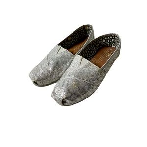 TOMS Silver Glitter Sparkle Flats